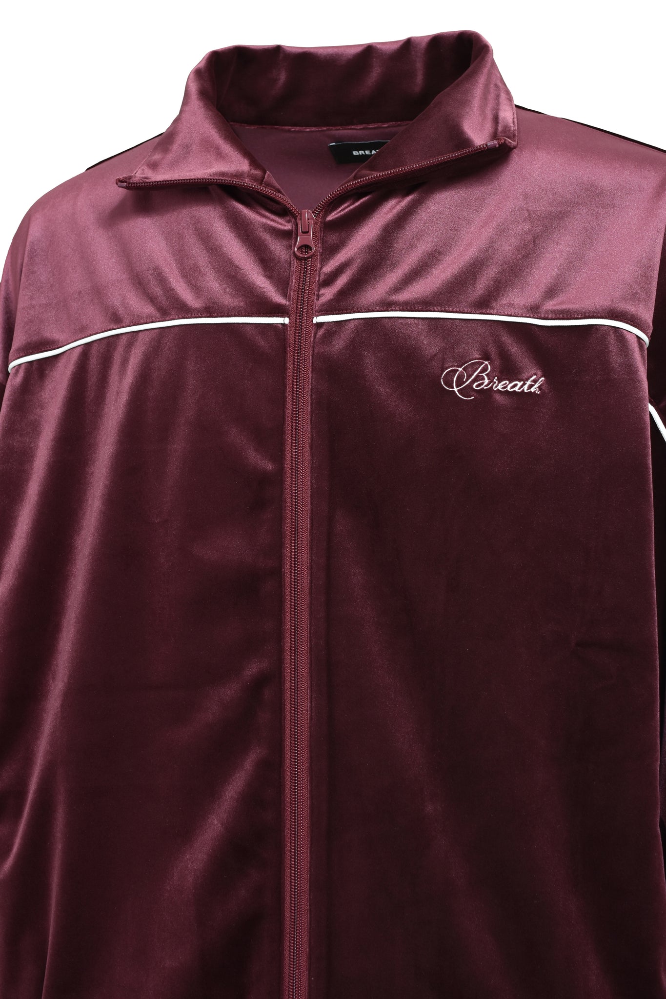 SCRIPT LOGO PIPING VELOUR JACKET / BURGUNDY