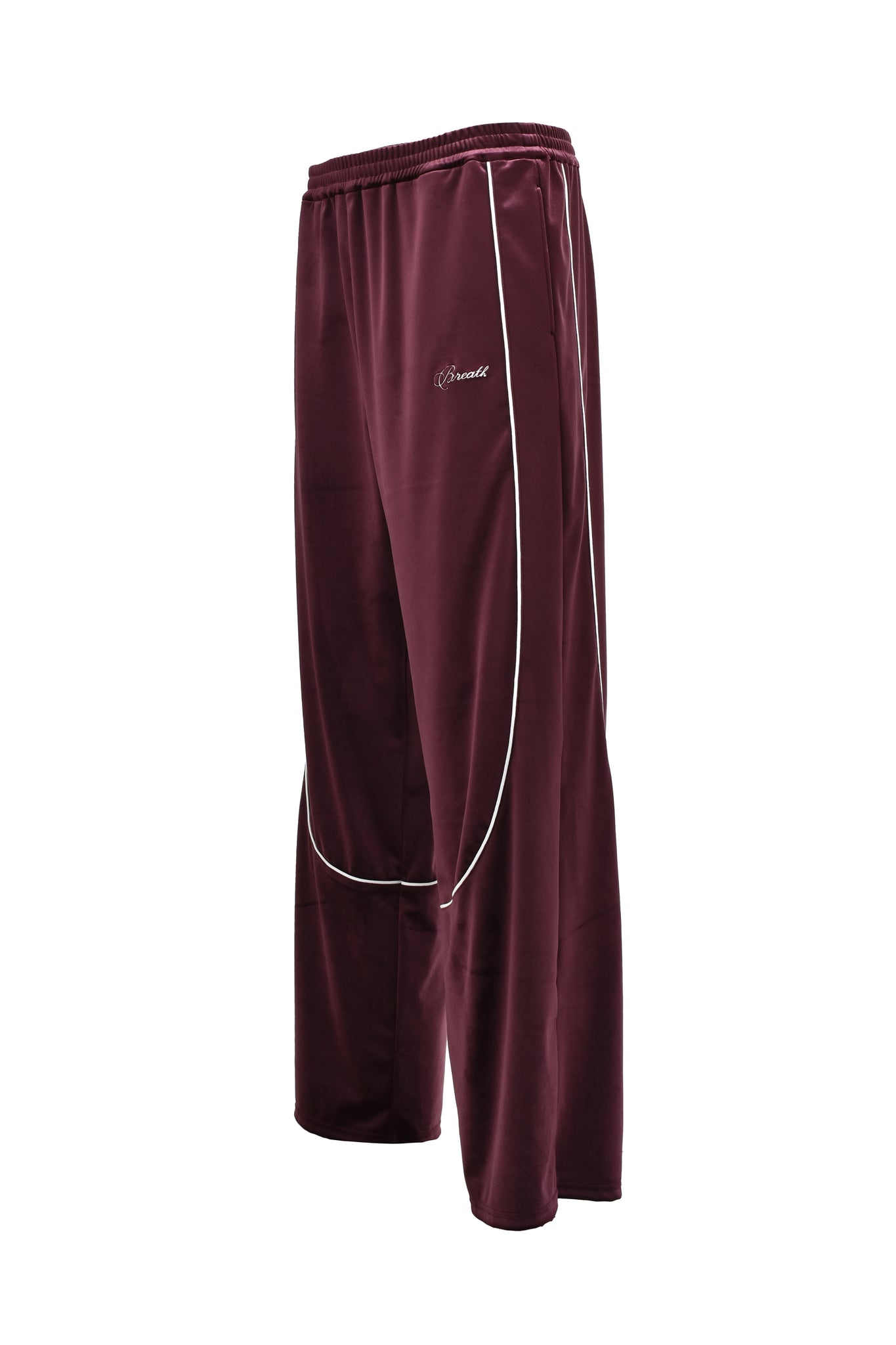 SCRIPT LOGO PIPING VELOUR TRACK PANTS / BURGUNDY