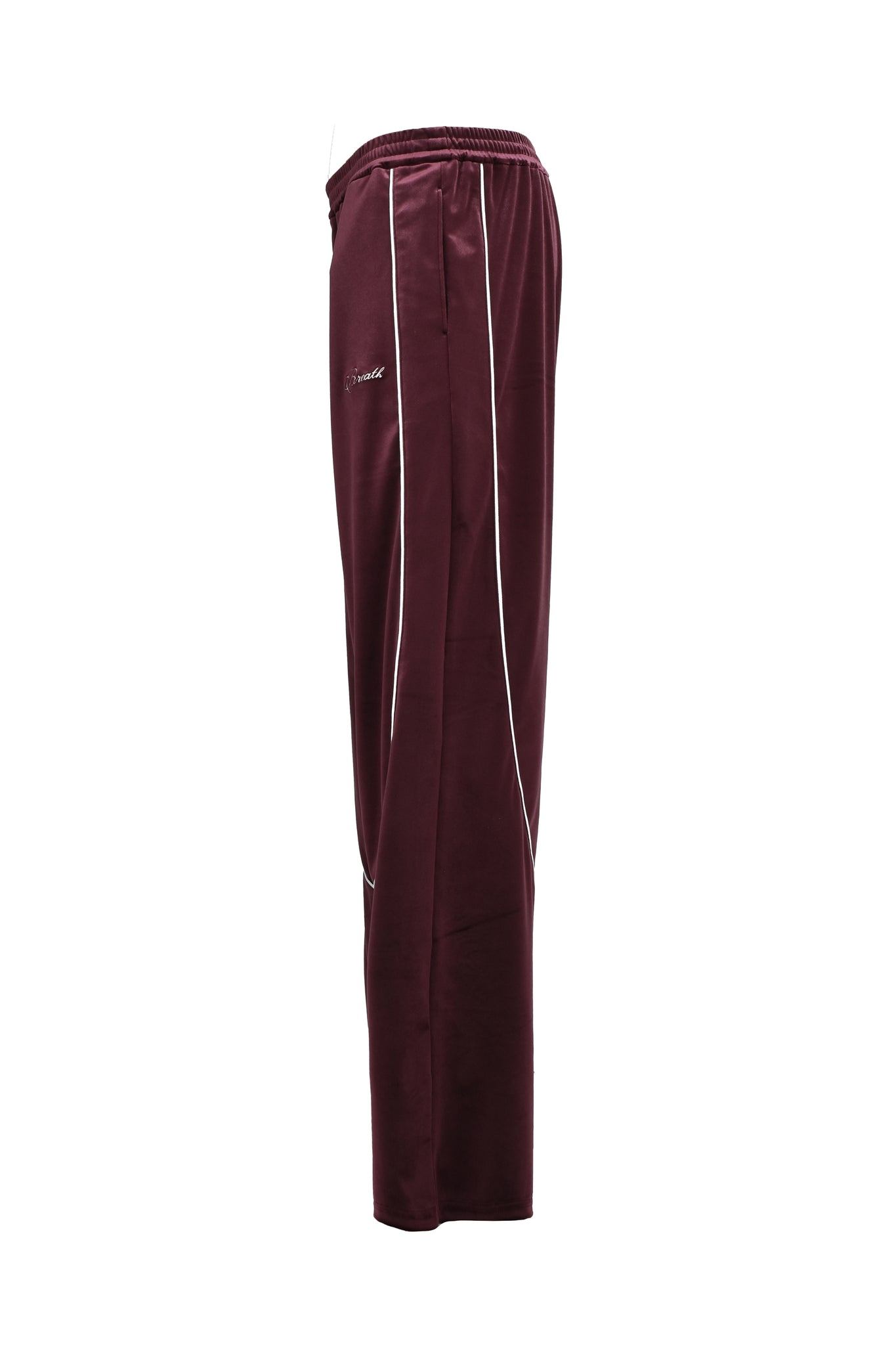 SCRIPT LOGO PIPING VELOUR TRACK PANTS / BURGUNDY