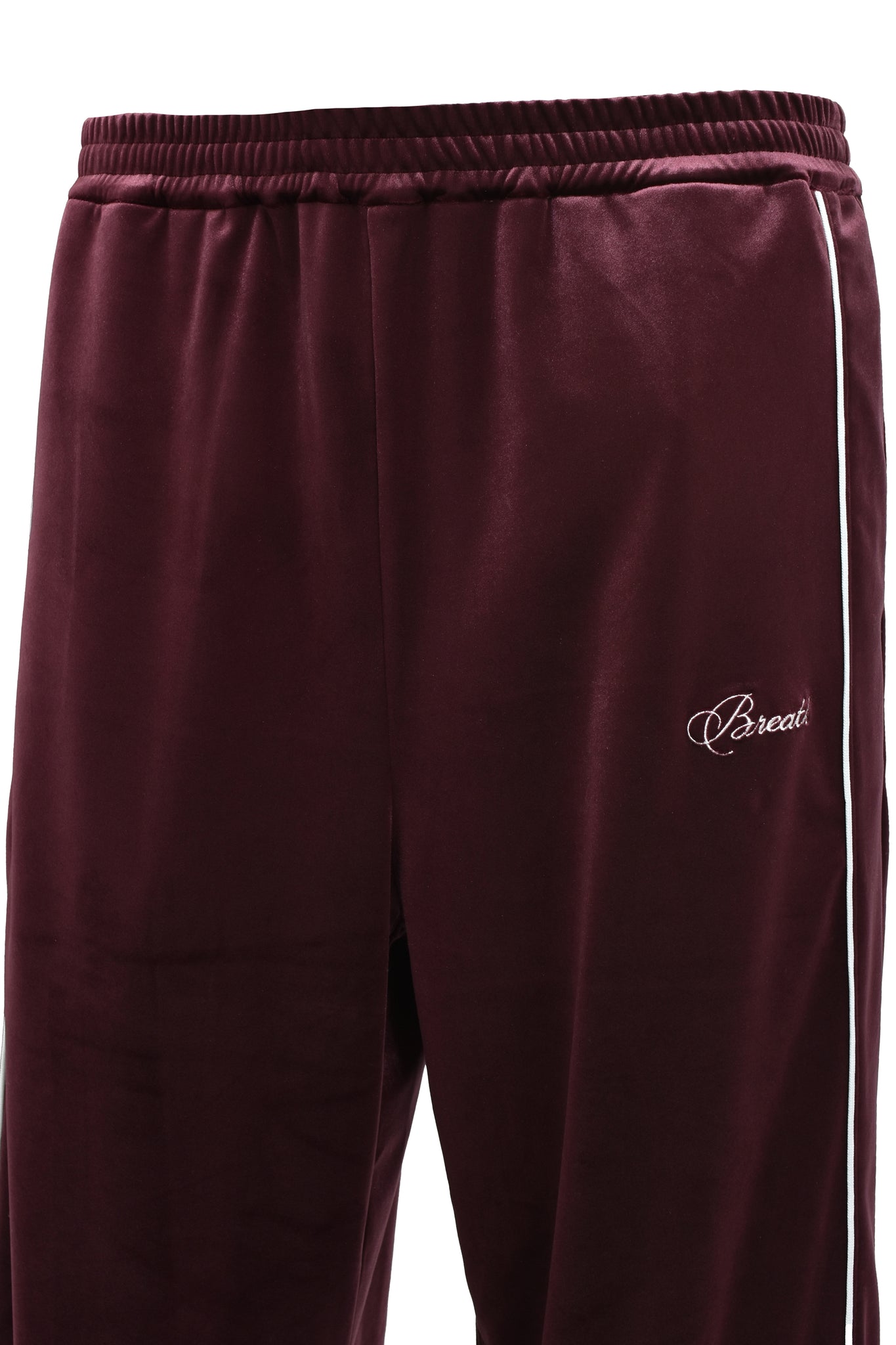 SCRIPT LOGO PIPING VELOUR TRACK PANTS / BURGUNDY