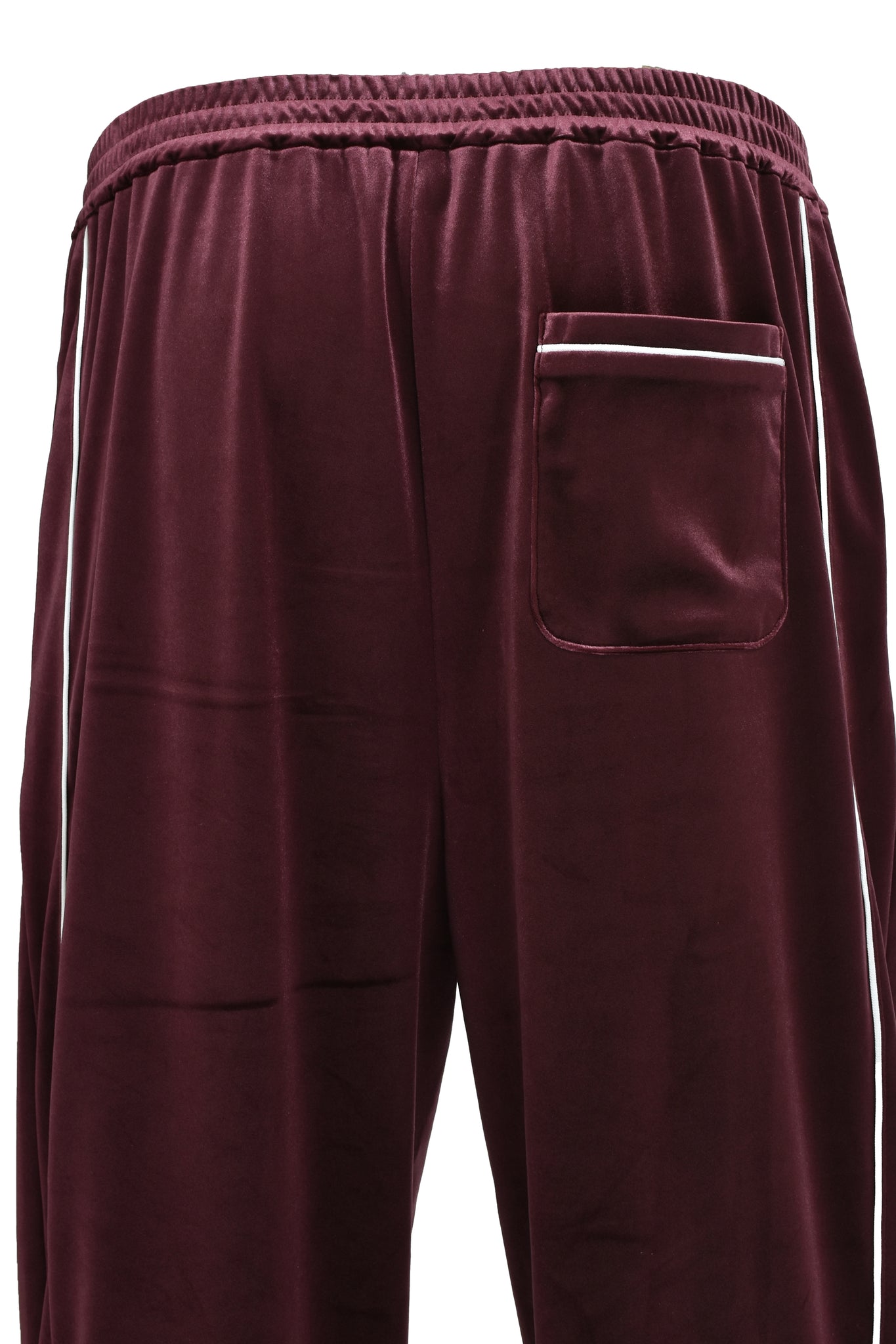 SCRIPT LOGO PIPING VELOUR TRACK PANTS / BURGUNDY