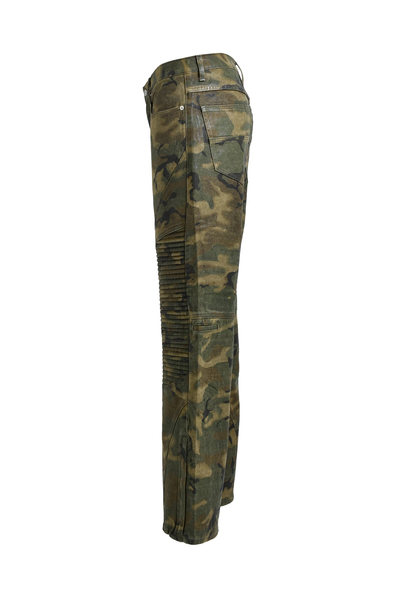 COATING BIKER CAMO PANTS / WOODLAND CMAO