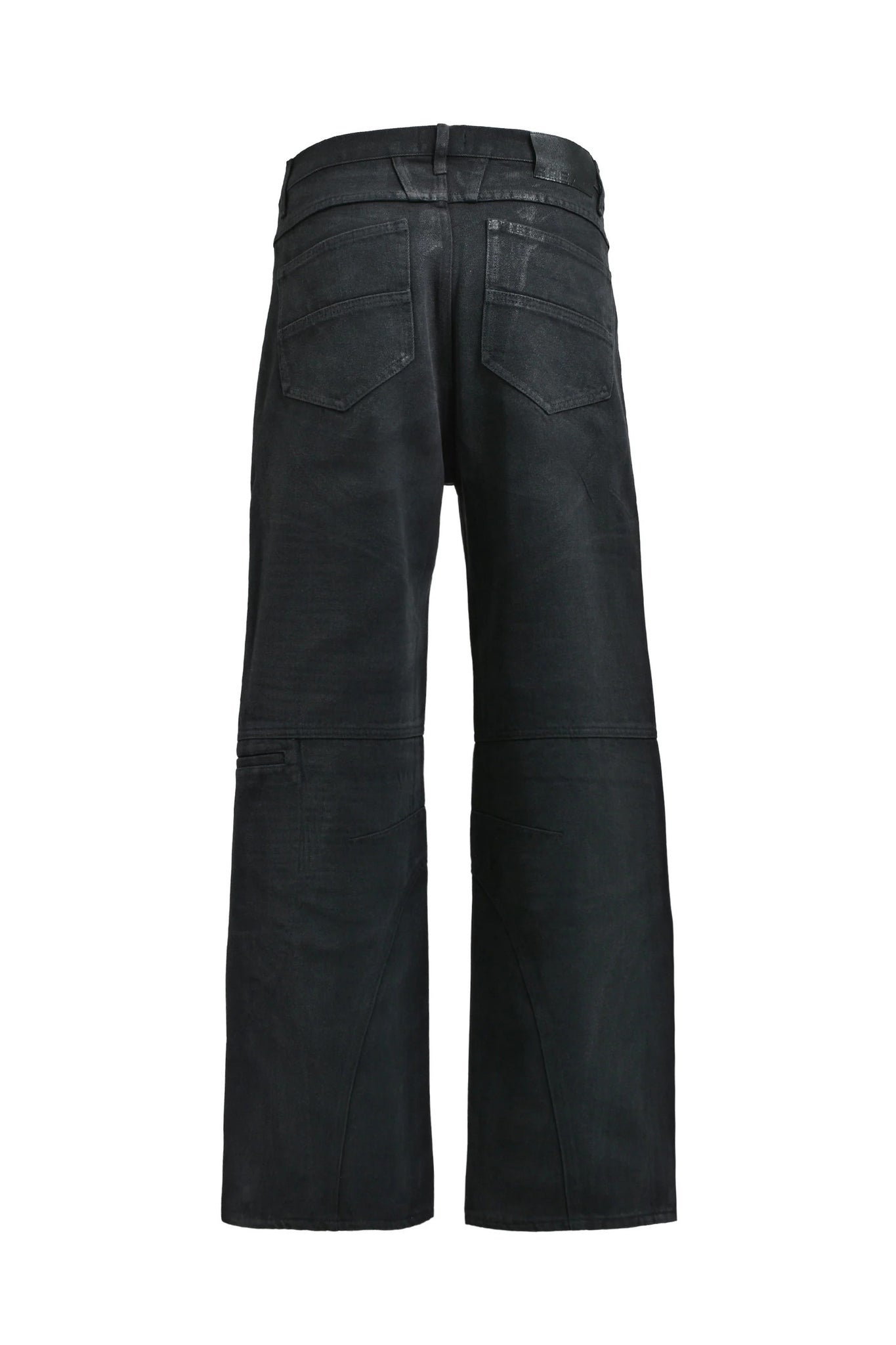 COATING BIKER DENIM PANTS / BLACK