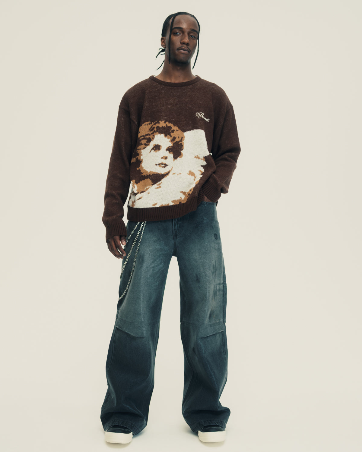 COATING DAMAGE DENIM PANTS / BLACK