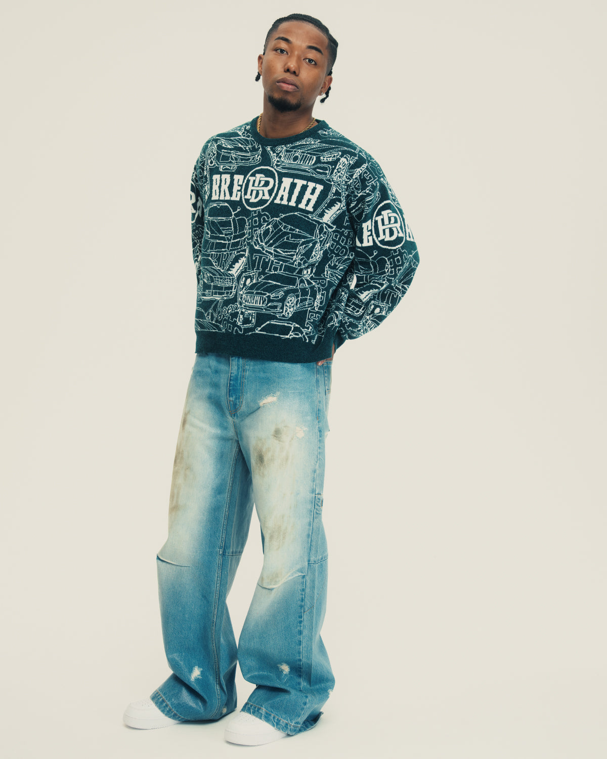 COATING DAMAGE DENIM PANTS / INDIGO