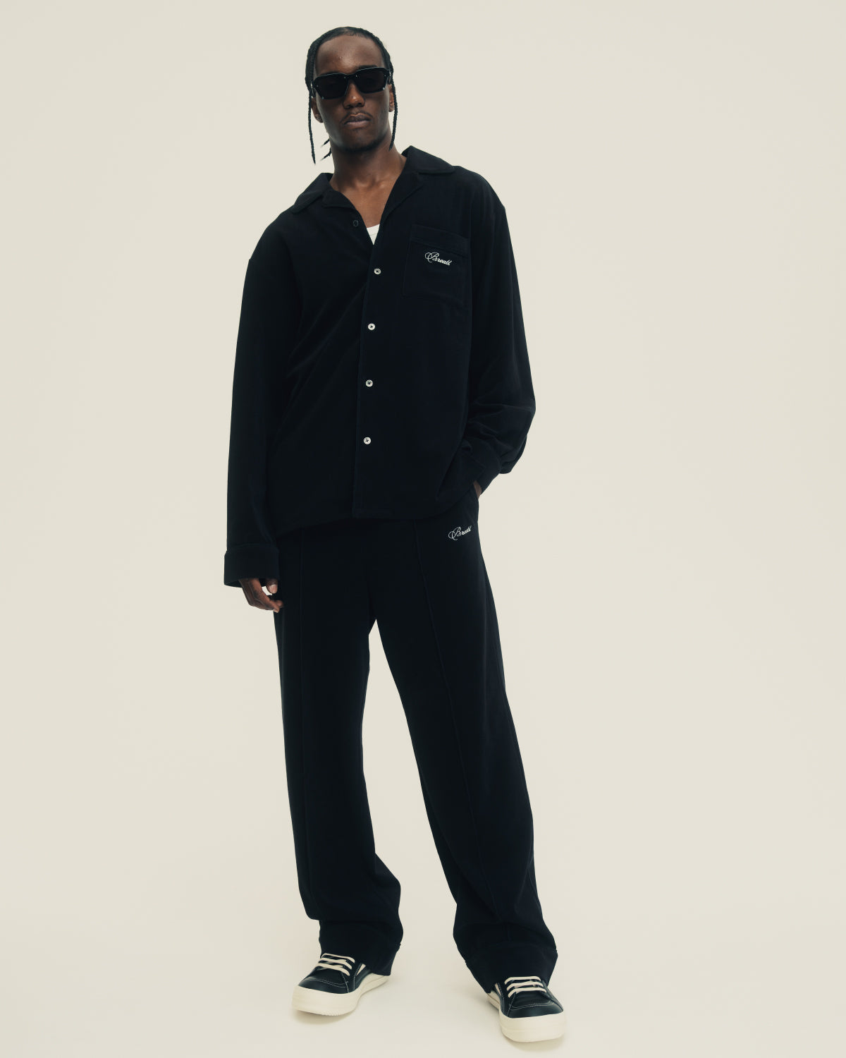 SCRIPT LOGO SLAB SHIRT / BLACK – BREATH - サイズ 着丈 身幅 肩幅